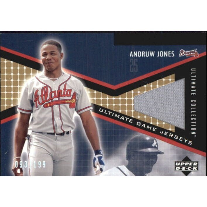 Andruw Jones 2002 Ultimate Collection Tier 3 Game Jersey Card: $12 Andruw Jones 2002 Ultimate Collection Tier 3 Game Jersey Card: $12