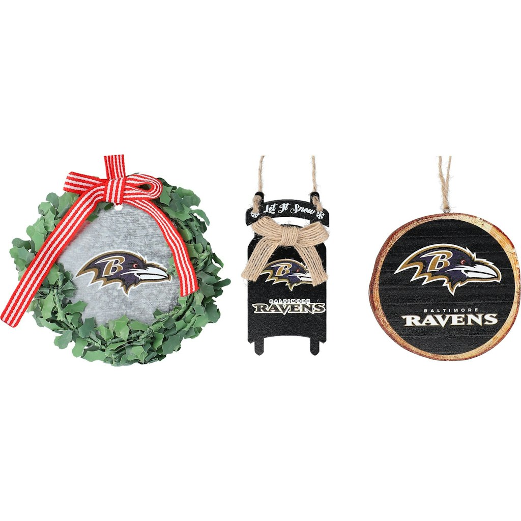 Baltimore Ravens 3-Piece Ornament Set: $22.49 Baltimore Ravens 3-Piece Ornament Set: $22.49