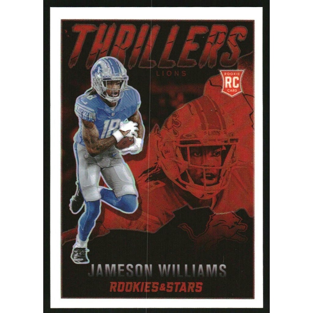 2022 Rookies and Stars Thrillers Jameson Williams #25 Trading Card: $18 2022 Rookies and Stars Thrillers Jameson Williams #25 Trading Card: $18