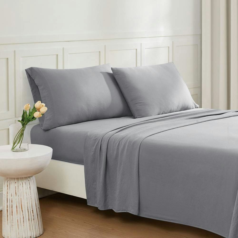 Truly Soft King 4-Piece Garment Washed Solid Sheet Set: $27.99
