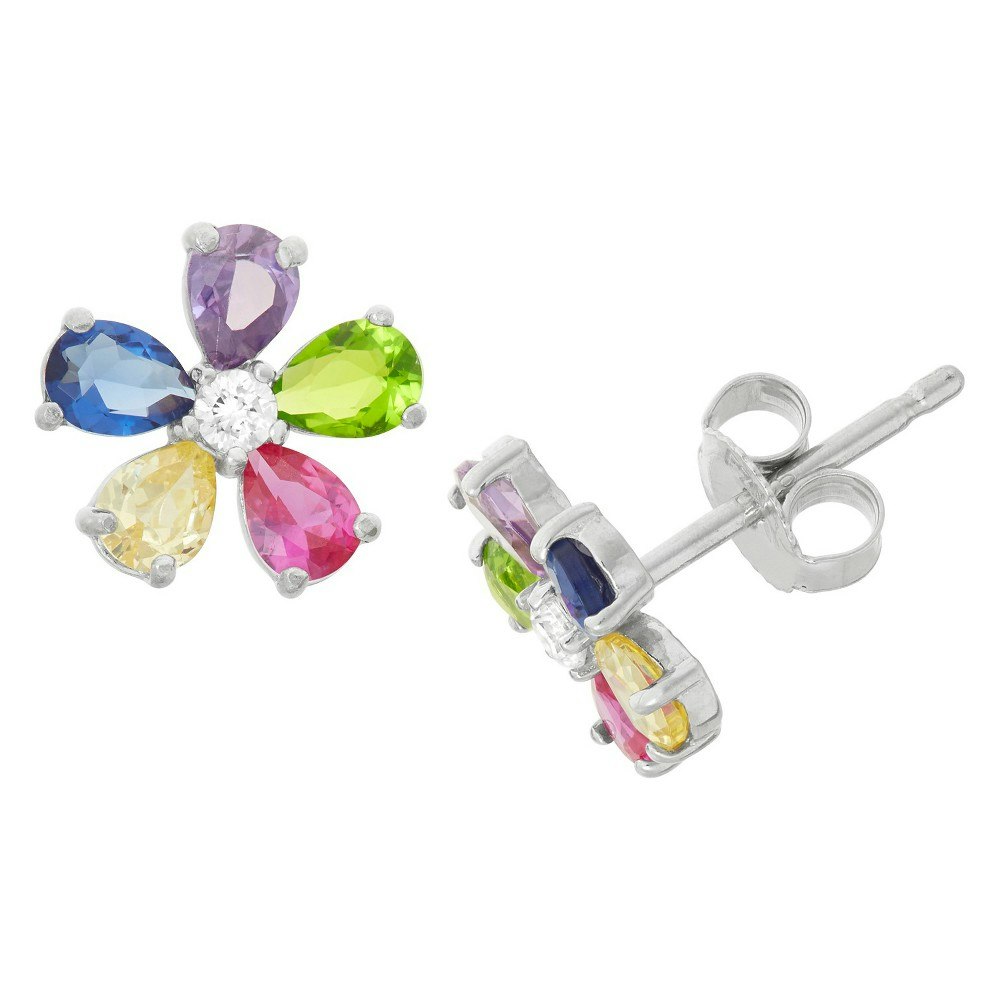 1.31-Carat Multi-Color Flower Cubic Zirconia Sterling Silver Stud Earrings: $25.99 1.31-Carat Multi-Color Flower Cubic Zirconia Sterling Silver Stud Earrings: $25.99