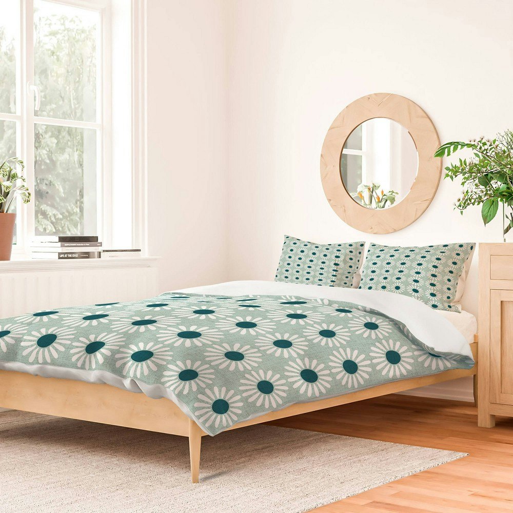 Deny Designs Twin/Twin XL Schatzi Brown Retro Jumbo Daisy Duvet and Sham Set: $159.99