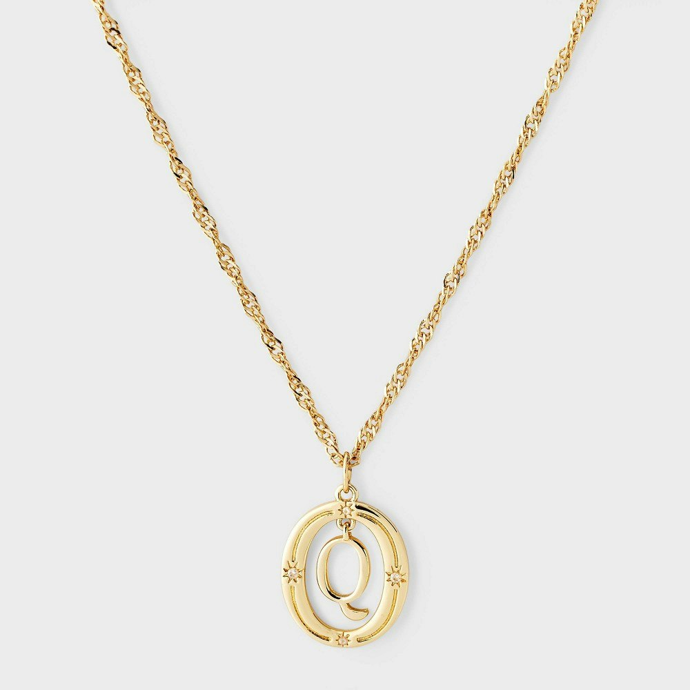A New Day 14k Gold-Dipped Letter Q Oval Initial Pendant Necklace: $20