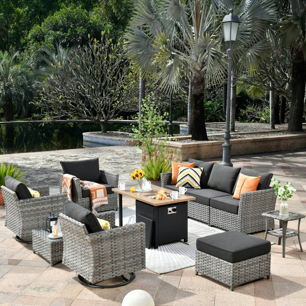 Ovios Tenaya 10-Piece Wicker Patio Conversation Set: $1,739.99