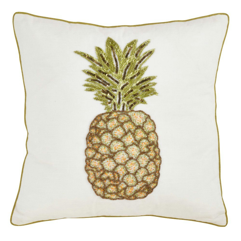 Saro Lifestyle 18"x18" Beaded Pineapple Square Throw Pillow: $43.49 Saro Lifestyle 18"x18" Beaded Pineapple Square Throw Pillow: $43.49