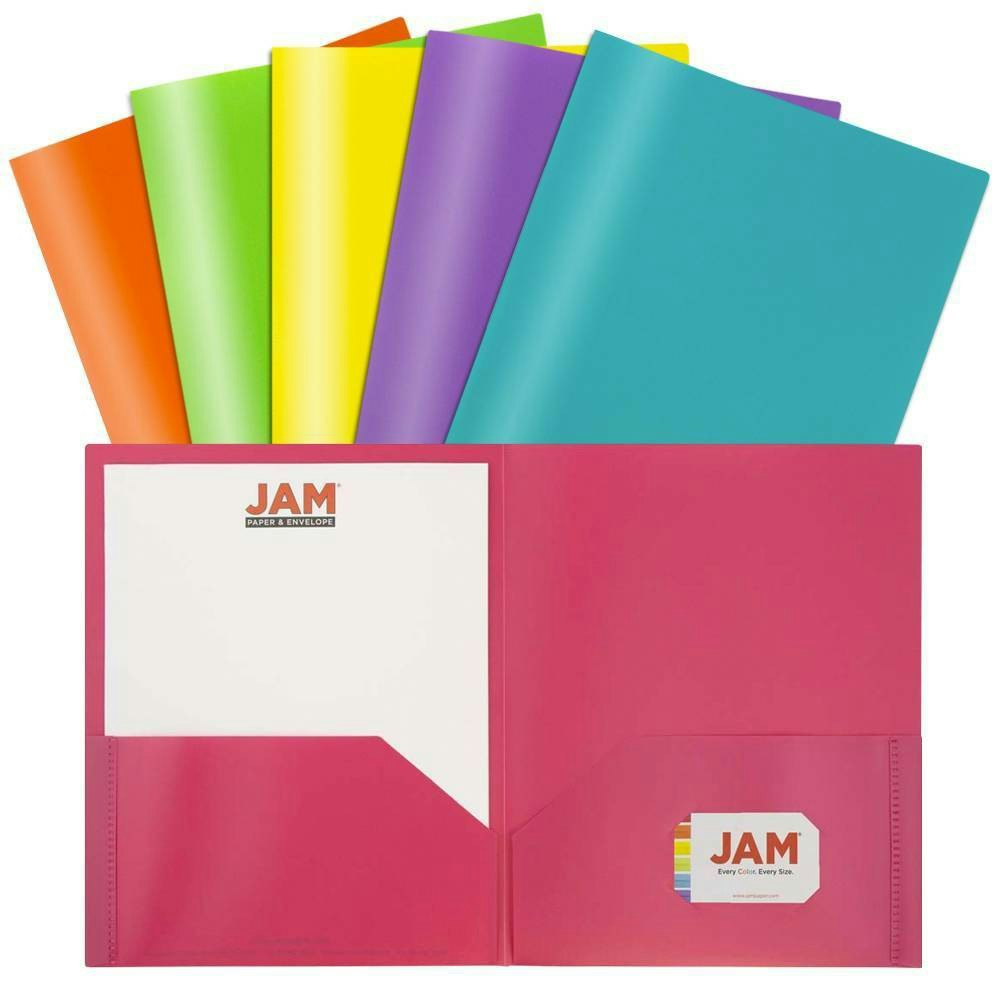 Jam 2-Pocket Plastic Presentation Folders 6-Pack: $14.99