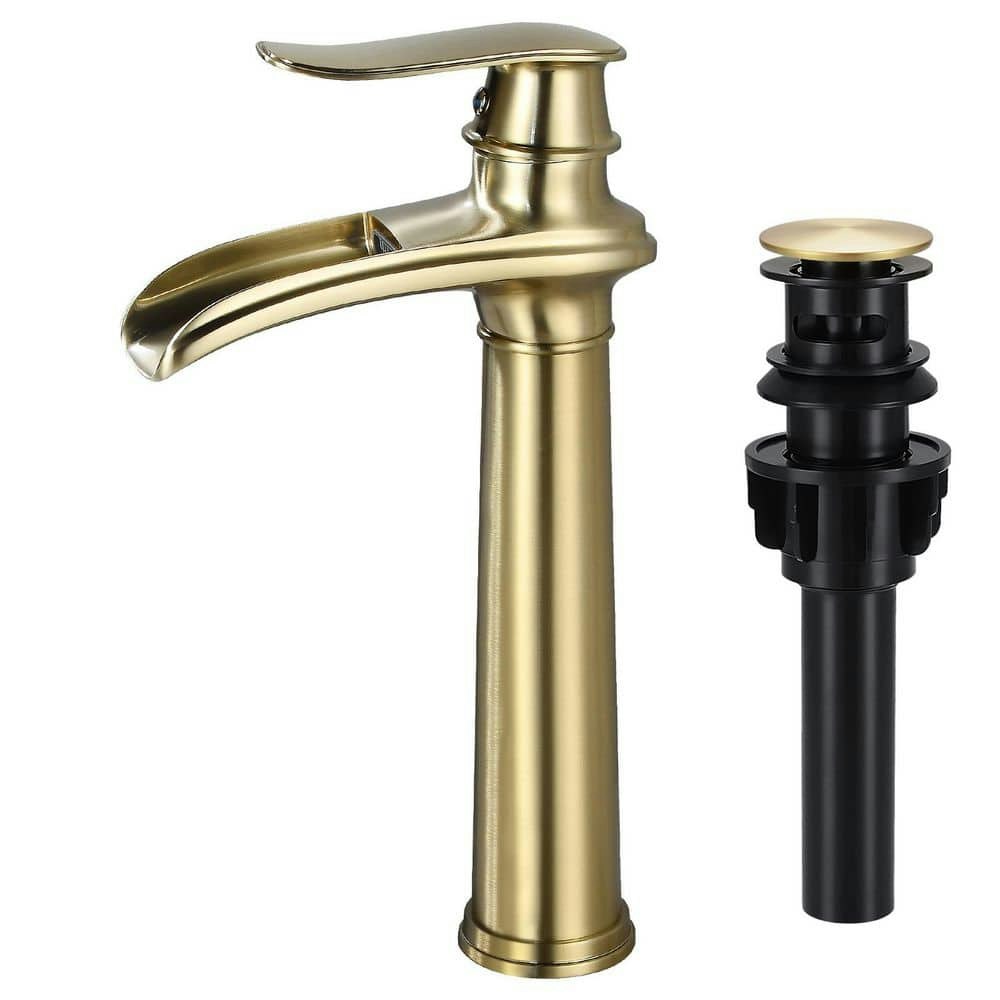 Single Handle Waterfall Vessel Sink Faucet with Pop-Up Drain: $92.23 Single Handle Waterfall Vessel Sink Faucet with Pop-Up Drain: $92.23