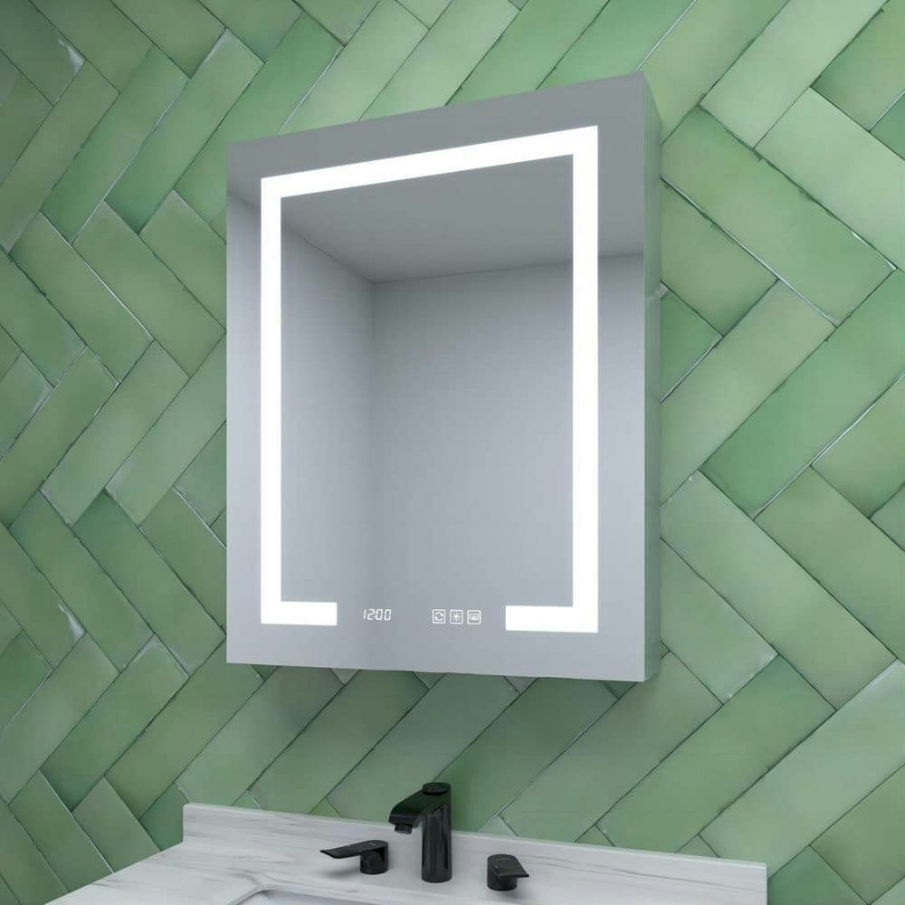 24x30-Inch Rectangular LED Recessed Medicine Cabinet with Mirror and Clock: $494 24x30-Inch Rectangular LED Recessed Medicine Cabinet with Mirror and Clock: $494