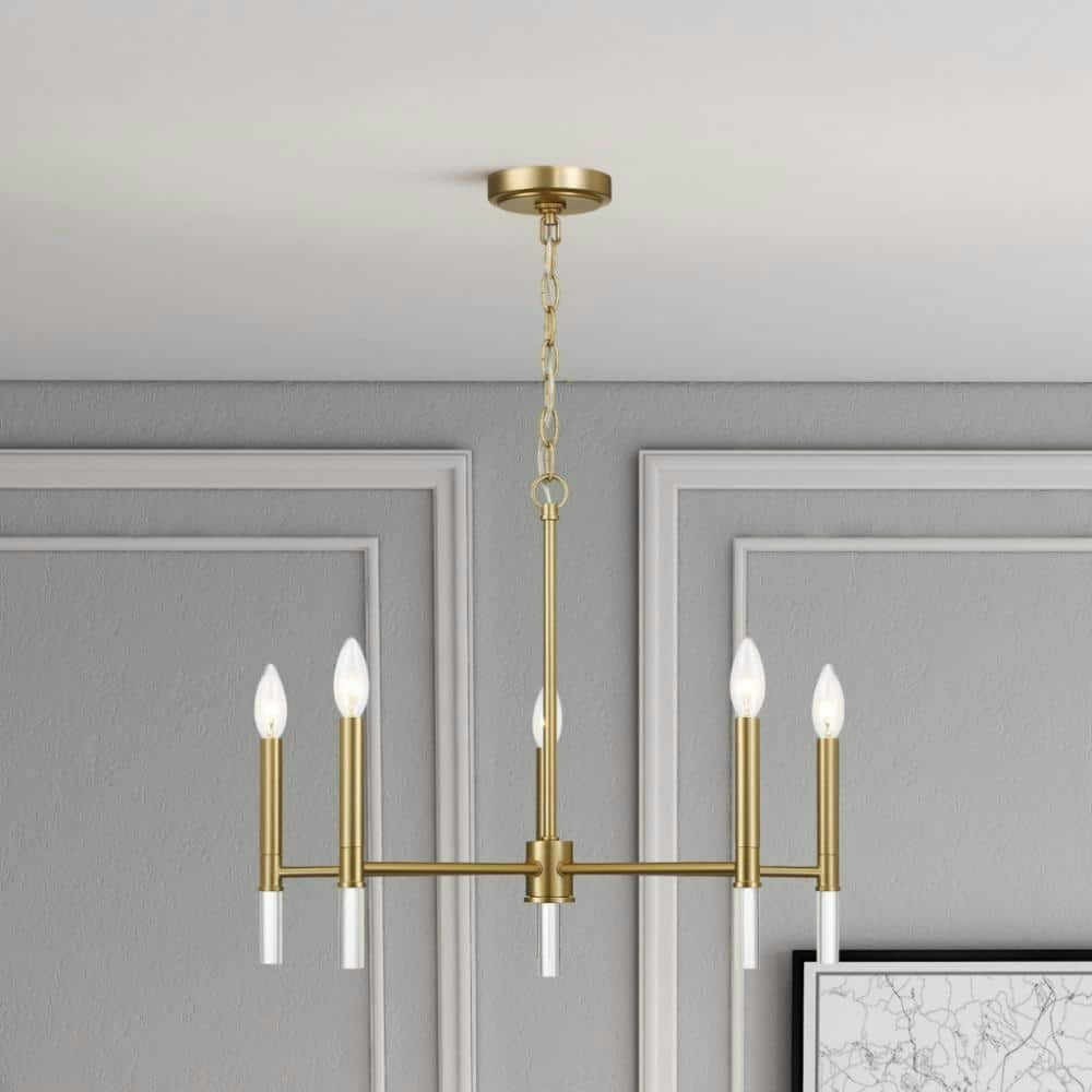 5-Light Golden Brass Candle Chandelier: $156.89 5-Light Golden Brass Candle Chandelier: $156.89