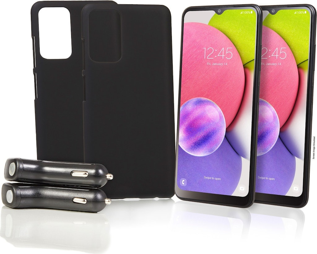 Samsung A03 32GB Android Smartphone 2-Pack w/ 1-Year Tracfone Plan: $50