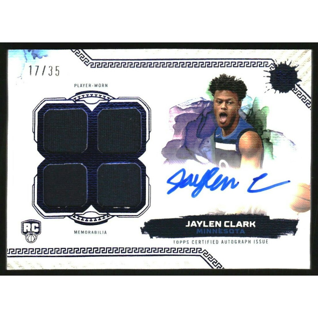 2023-24 Topps Motif Rookie Relic Autograph Jaylen Clark Ultramarine Blue Card: $18 2023-24 Topps Motif Rookie Relic Autograph Jaylen Clark Ultramarine Blue Card: $18