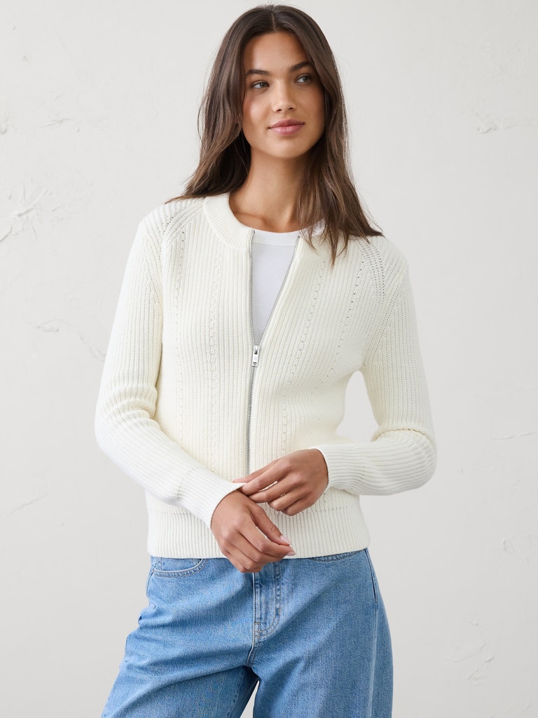 Cotton Bomber Sweater: $65