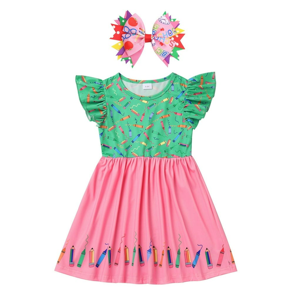 Obeeii Girls' Apple Print Back to School Dress with Headband: $14.79 Obeeii Girls' Apple Print Back to School Dress with Headband: $14.79