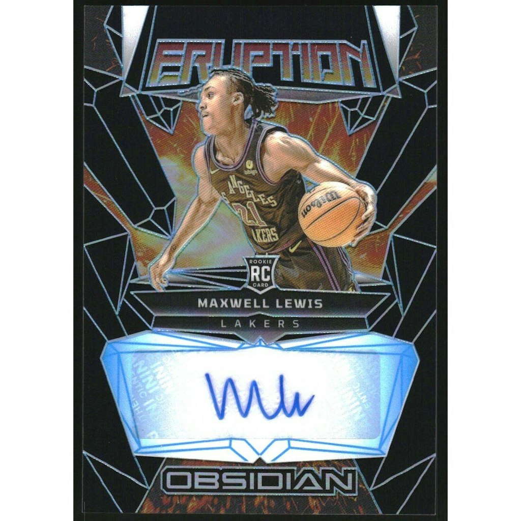 2023-24 Panini Obsidian Maxwell Lewis Rookie Eruption Autograph Card: $22.50 2023-24 Panini Obsidian Maxwell Lewis Rookie Eruption Autograph Card: $22.50
