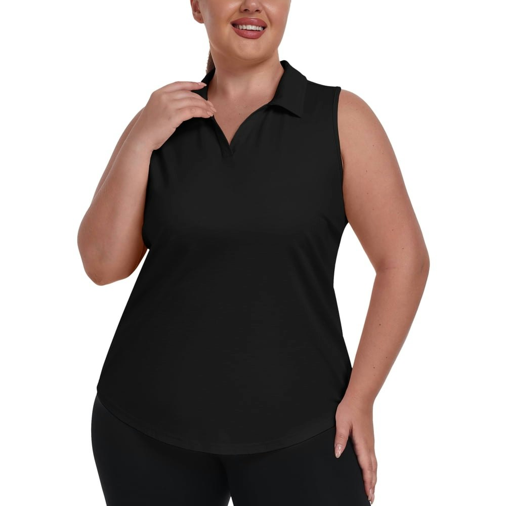 Yiruiya Women's Plus Size Sleeveless Racerback Golf Polo Tank Top: $22.99 Yiruiya Women's Plus Size Sleeveless Racerback Golf Polo Tank Top: $22.99