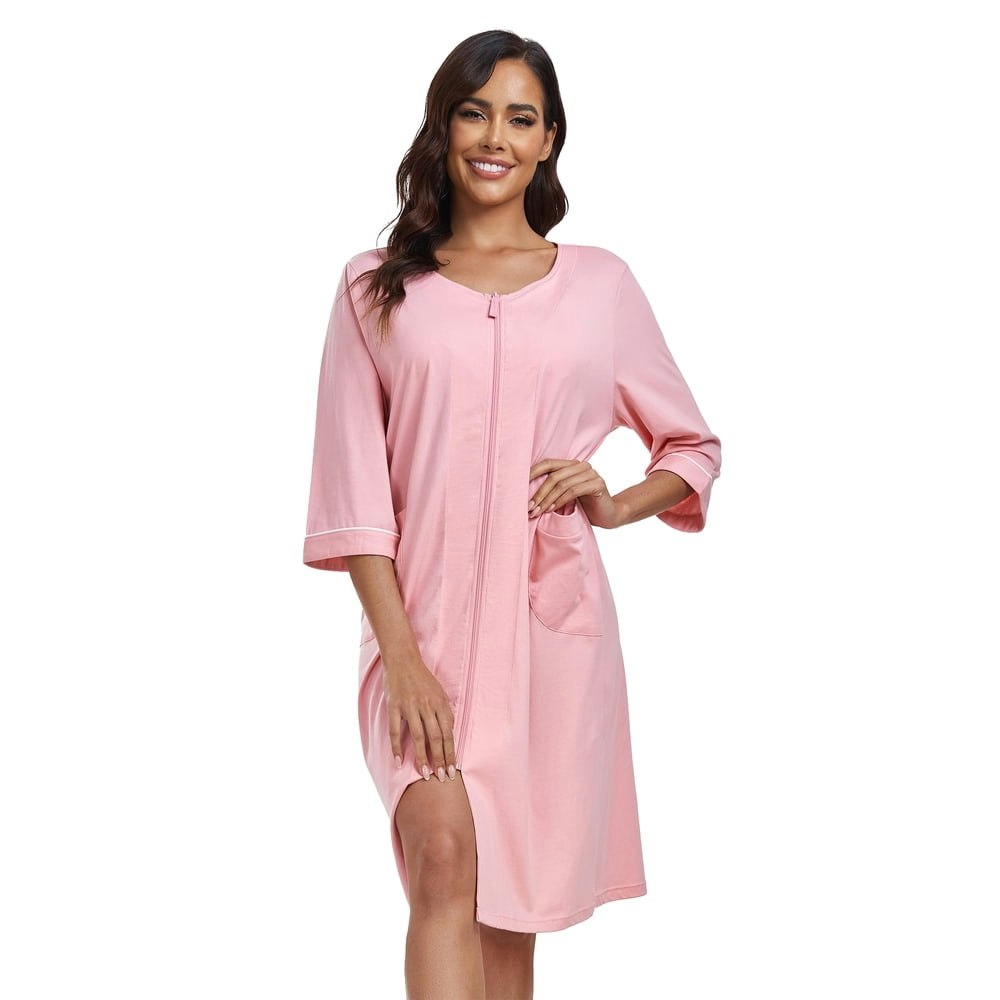 Anliqi Women's Cotton Zip-Front Robe: $29.99 Anliqi Women's Cotton Zip-Front Robe: $29.99