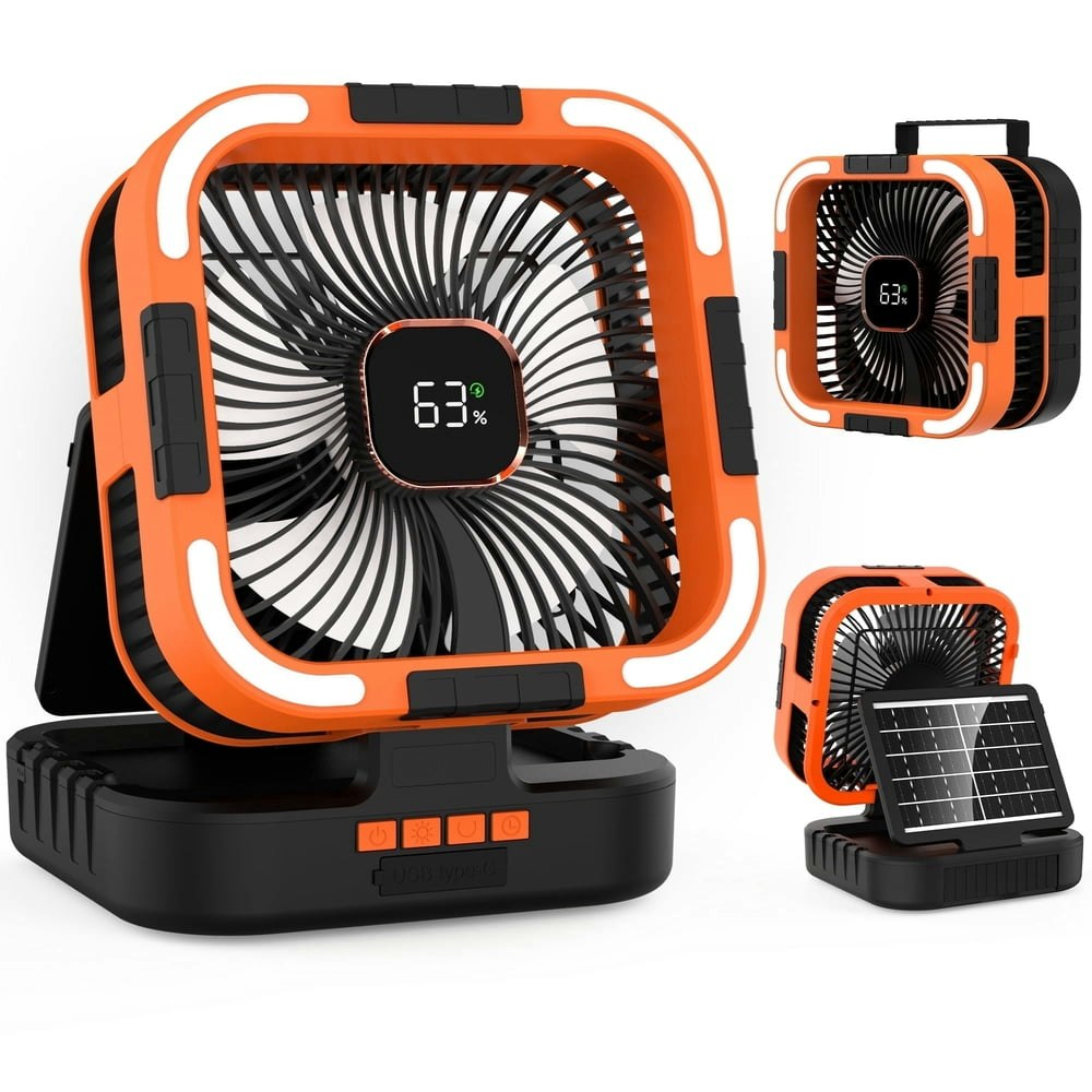10,000mAh Portable Solar Camping Fan with LED Light: $39.59