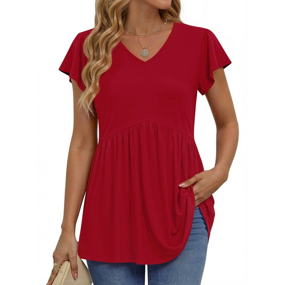 Fantaslook Women's V-Neck Short Sleeve Peplum Tunic Blouse: $11.99 Fantaslook Women's V-Neck Short Sleeve Peplum Tunic Blouse: $11.99