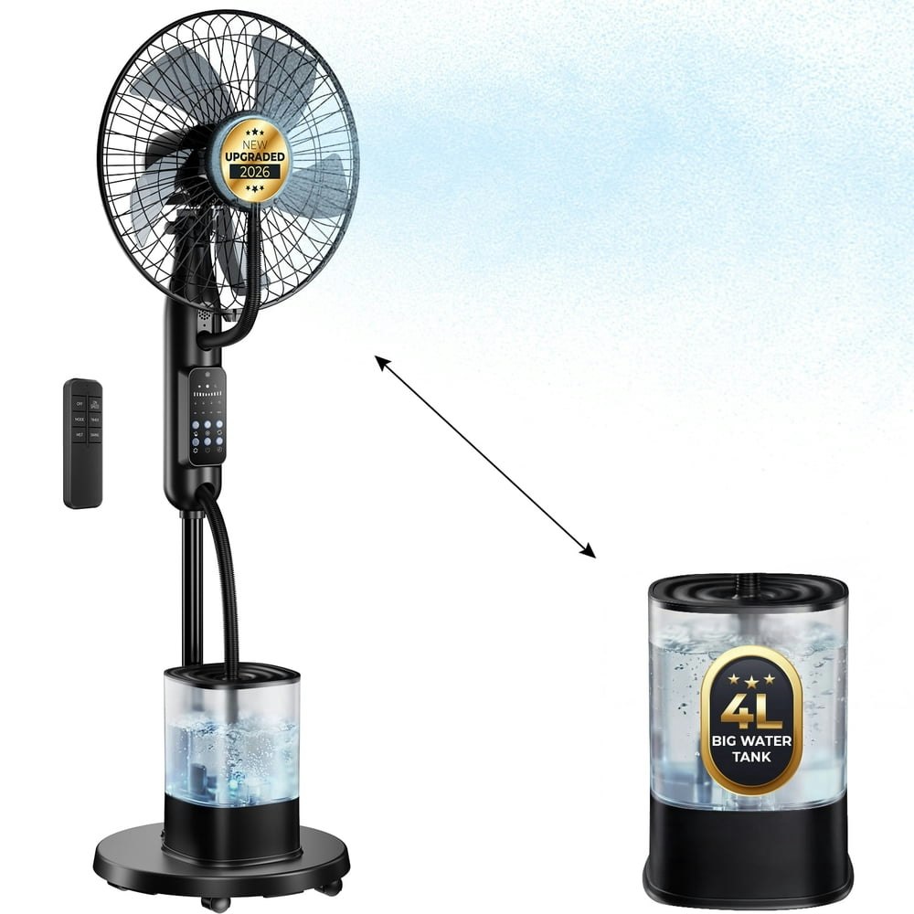 Pedestal Misting Fan with 4L Water Tank: $78.01