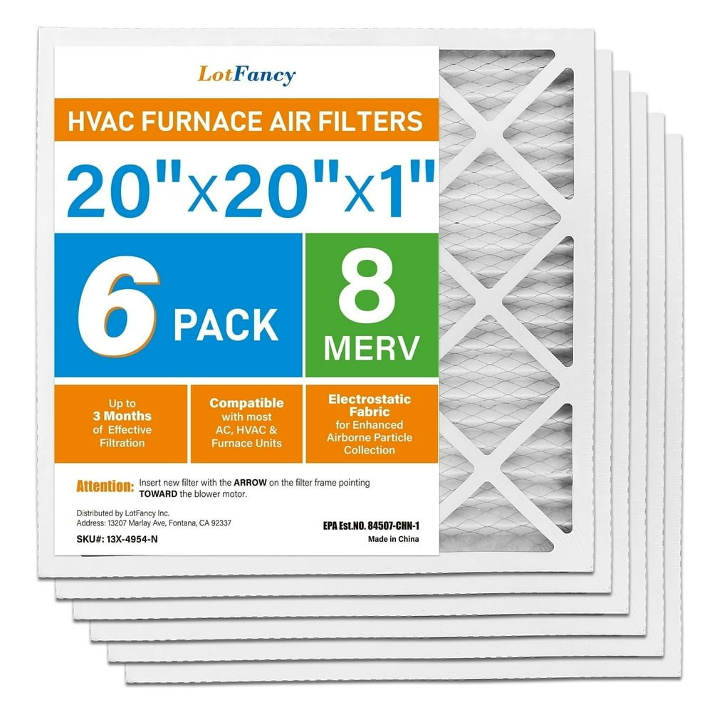 LotFancy 20x20x1 MERV 8 Pleated HVAC Air Filters 6-Pack: $36.99