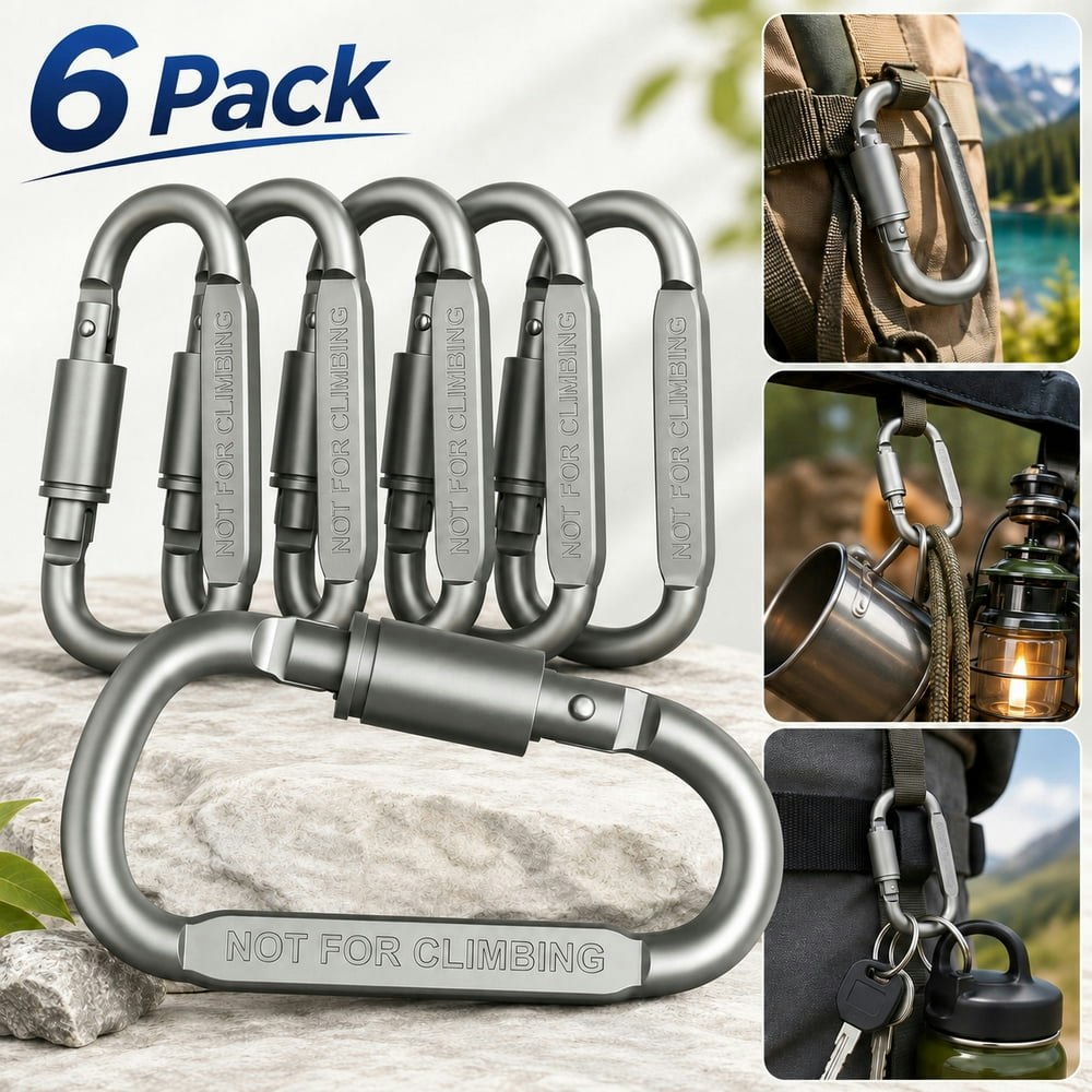 Aluminum D-Ring Locking Carabiner 6-Pack: $10.99 Aluminum D-Ring Locking Carabiner 6-Pack: $10.99