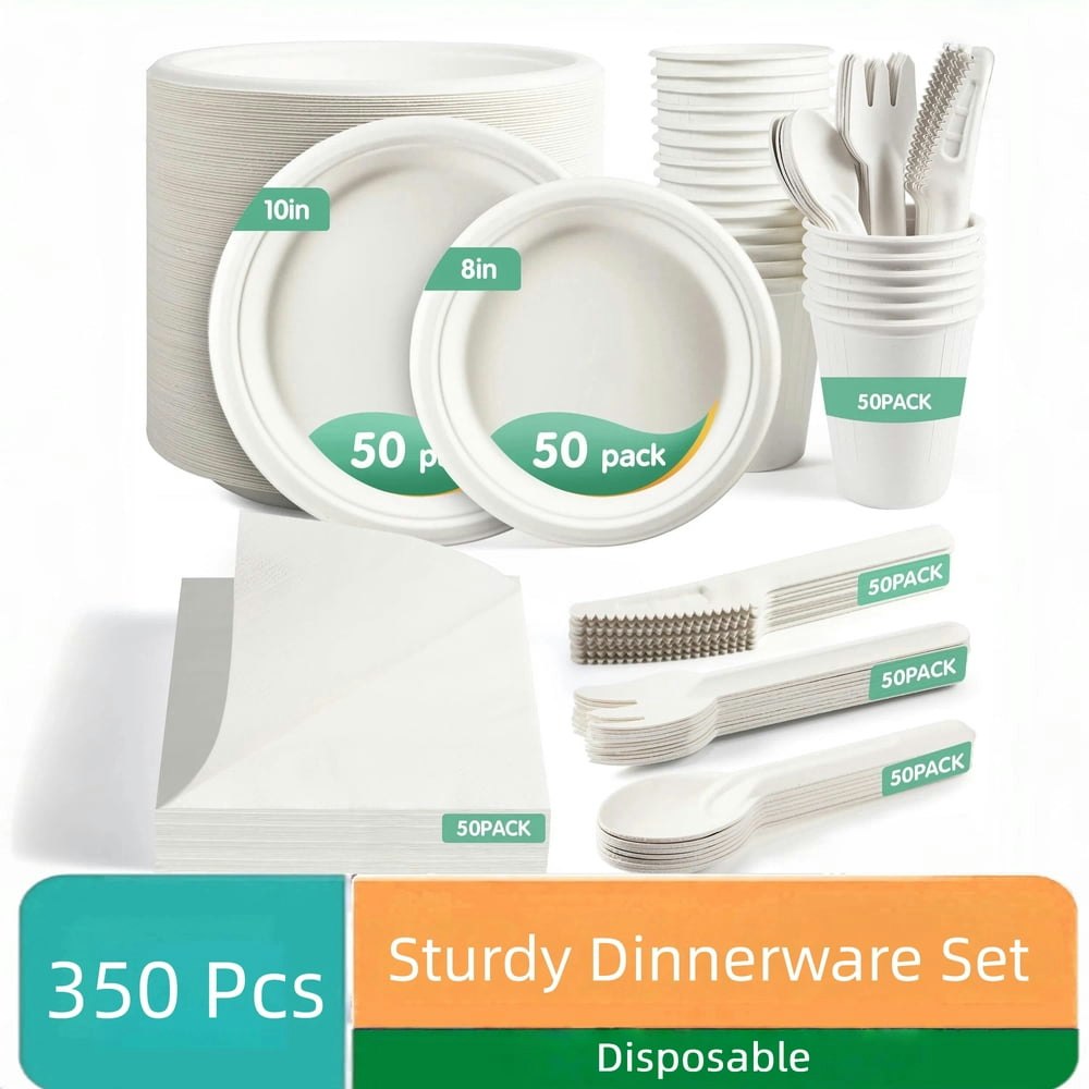 OasisSN 8-Inch and 10-Inch Disposable Paper Plate and Utensil Set 350-Piece: $18.98 OasisSN 8-Inch and 10-Inch Disposable Paper Plate and Utensil Set 350-Piece: $18.98
