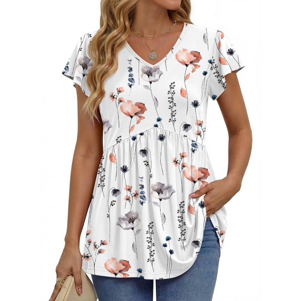 Fantaslook Women's V-Neck Short Sleeve Peplum Tunic Blouse: $11.99