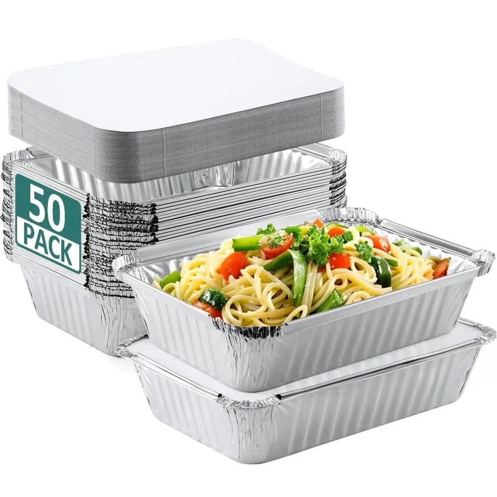 Zhijybo 8.6x6.3-Inch Disposable Aluminum Baking Pans with Lids 50-Pack: $17.98 Zhijybo 8.6x6.3-Inch Disposable Aluminum Baking Pans with Lids 50-Pack: $17.98