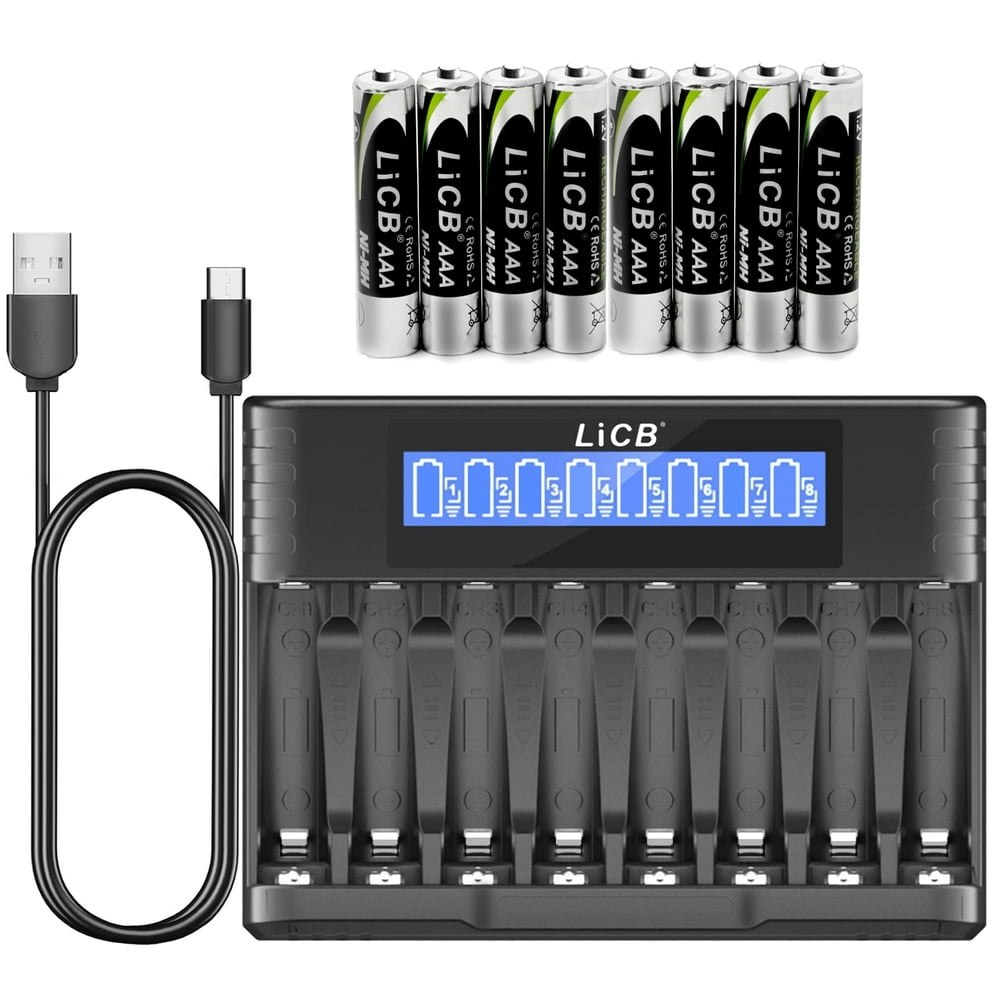 LiCB 8-Bay Smart Battery Charger and 1,100mAh AAA Rechargeable Battery 8-Pack: $26.99 LiCB 8-Bay Smart Battery Charger and 1,100mAh AAA Rechargeable Battery 8-Pack: $26.99
