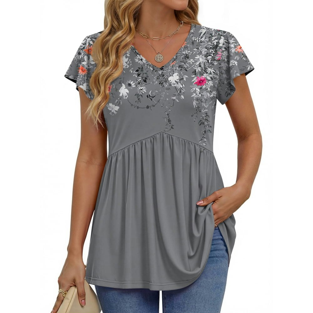 Fantaslook Women's V-Neck Short Sleeve Peplum Tunic Blouse: $11.99
