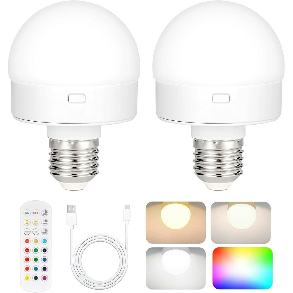 Rechargeable Battery Operated LED Light Bulb with Remote 2-Pack: $16.29 Rechargeable Battery Operated LED Light Bulb with Remote 2-Pack: $16.29