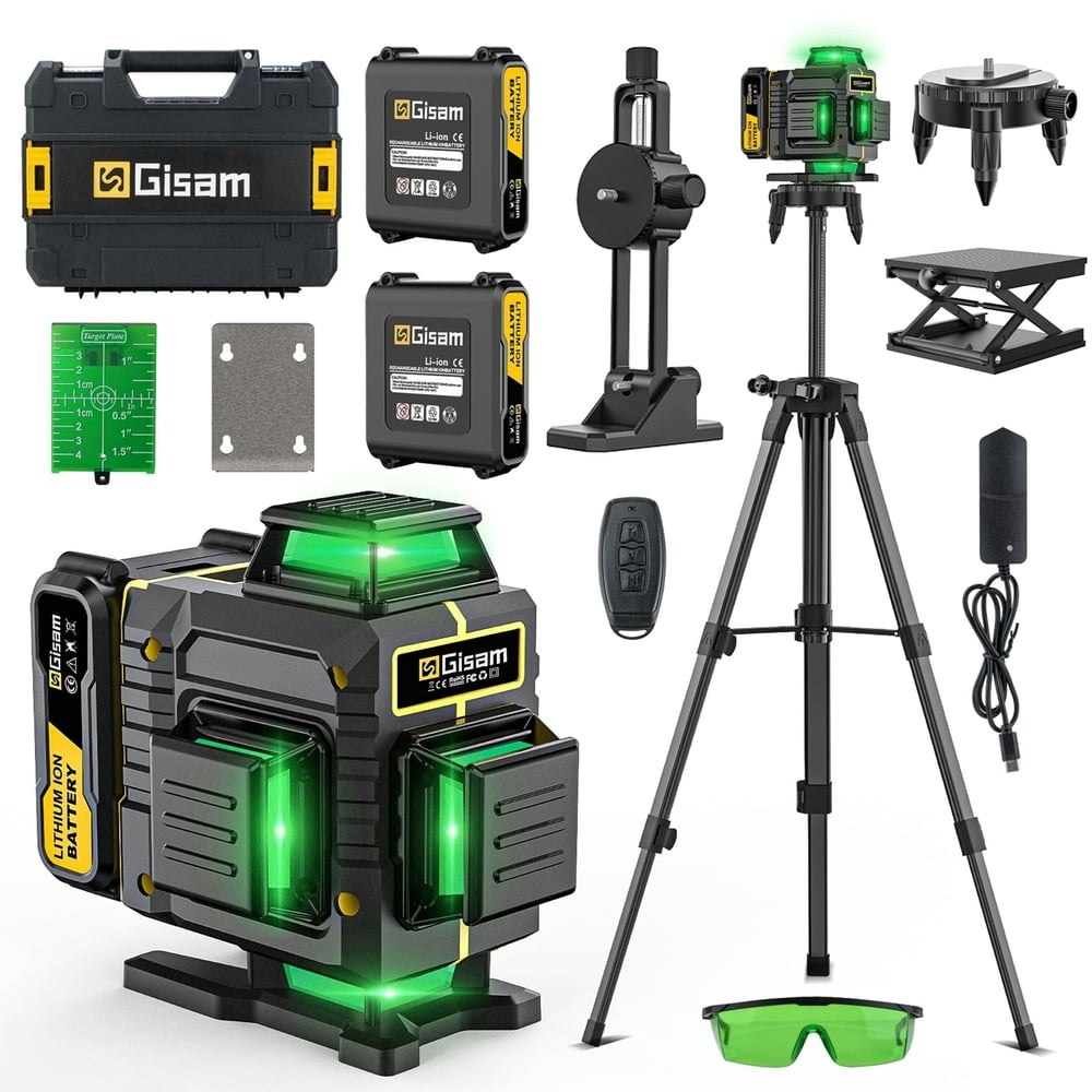 Gisam 4x360° Self-Leveling Green Laser Level with Tripod 2-Battery Kit: $89.99 Gisam 4x360° Self-Leveling Green Laser Level with Tripod 2-Battery Kit: $89.99