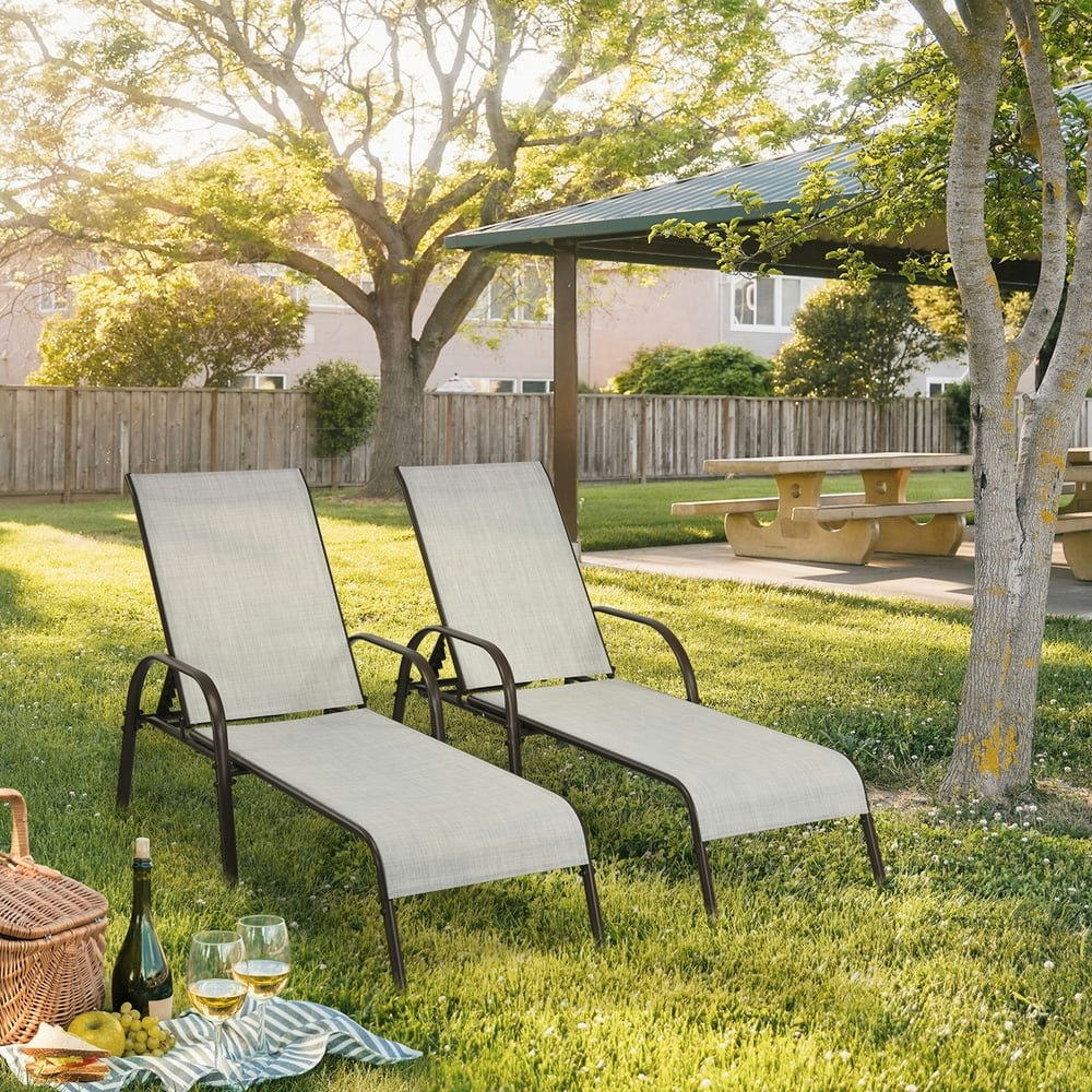 Gymax Adjustable Chaise Lounge Chair 2-Pack: $179.99 Gymax Adjustable Chaise Lounge Chair 2-Pack: $179.99