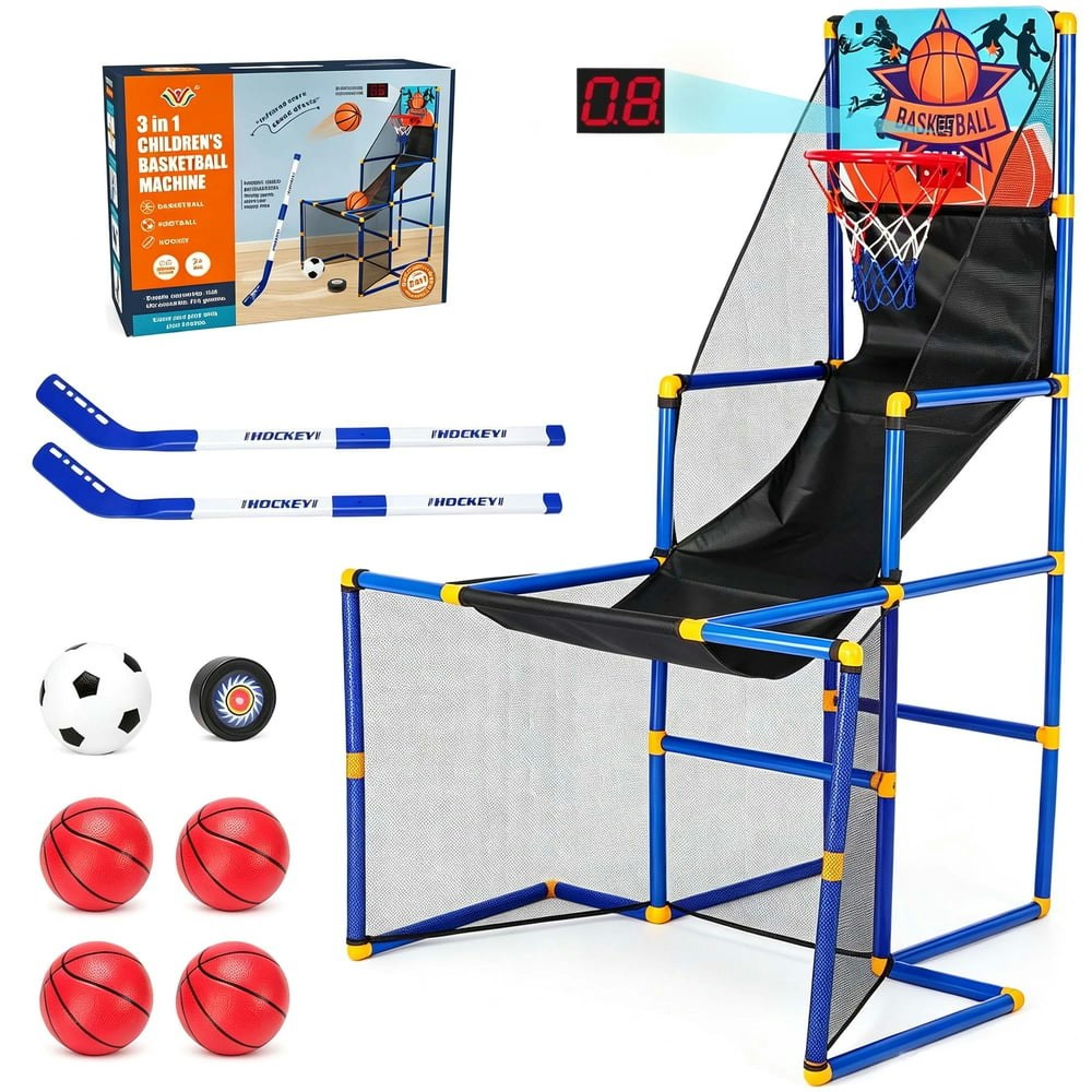 iYofe 3-in-1 Kids Basketball Hoop, Soccer Goal, and Hockey Set: $19.97 iYofe 3-in-1 Kids Basketball Hoop, Soccer Goal, and Hockey Set: $19.97