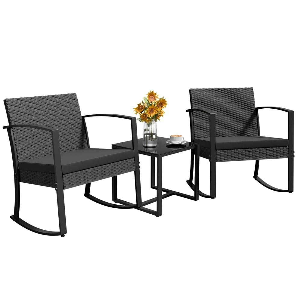 Homall 3-Piece Outdoor Rocking Chair and Table Conversation Set: $83.99