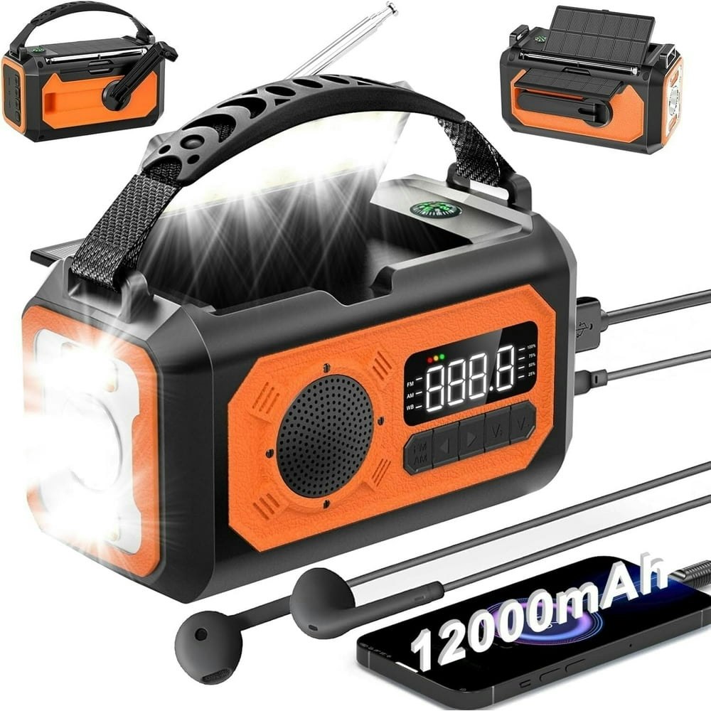 12,000mAh Portable Solar Hand Crank Emergency Weather Radio: $27.99 12,000mAh Portable Solar Hand Crank Emergency Weather Radio: $27.99