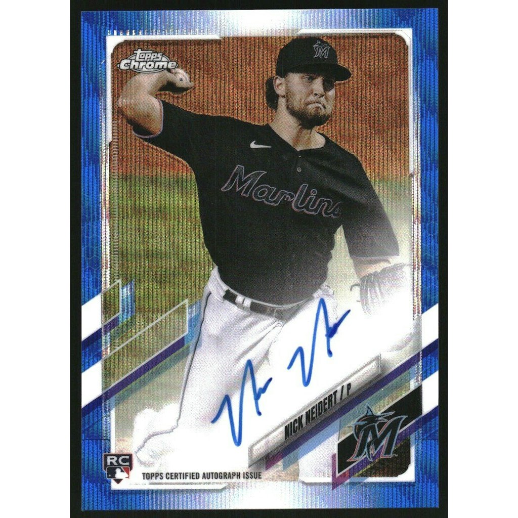 2021 Topps Chrome Nick Neidert Blue Wave Refractor Rookie Autograph Card: $18 2021 Topps Chrome Nick Neidert Blue Wave Refractor Rookie Autograph Card: $18
