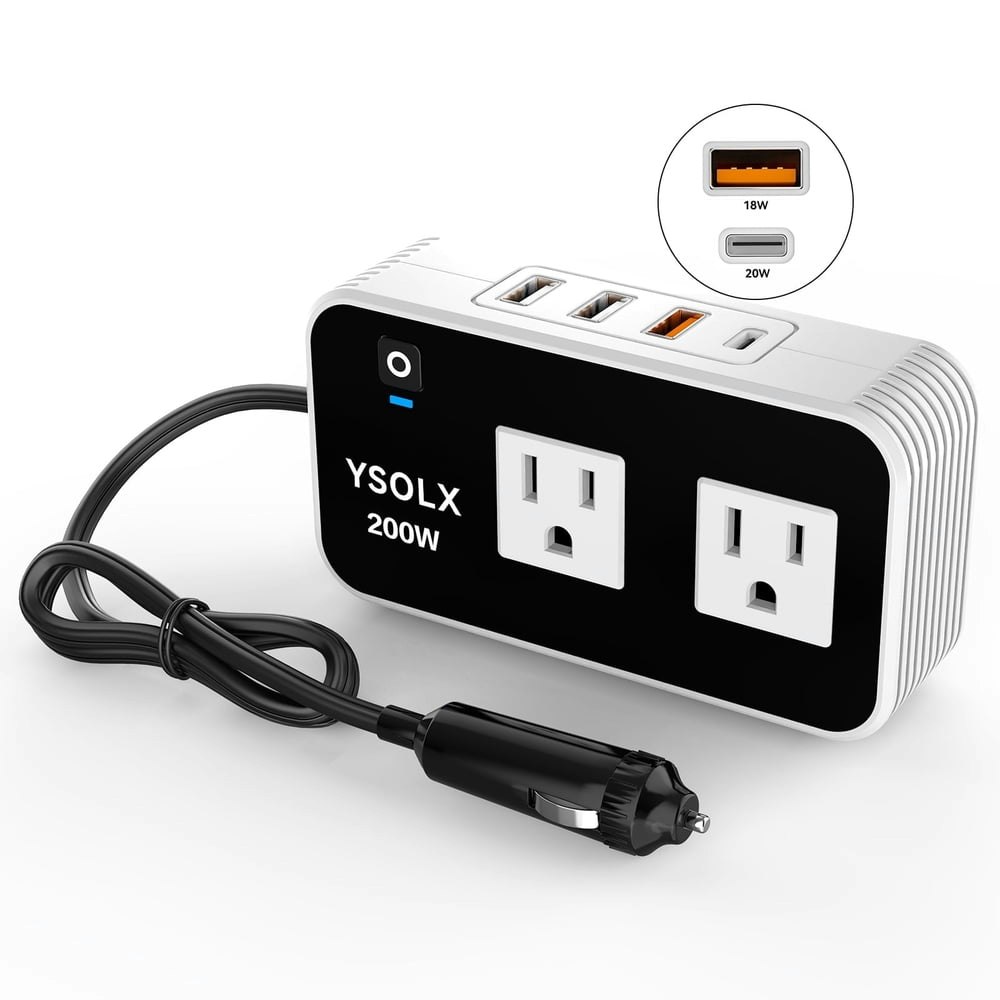 Ysolx 200W Car Power Inverter: $21.99
