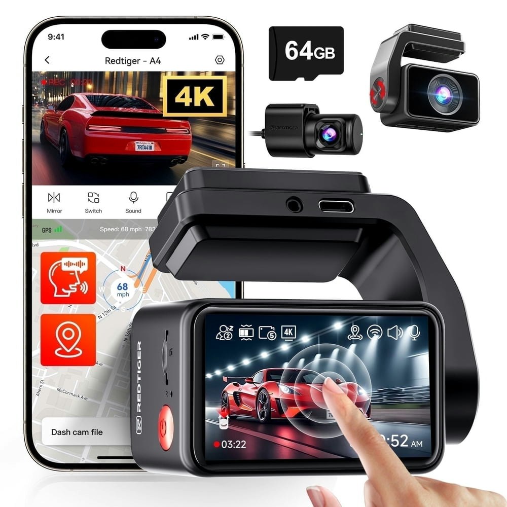 Redtiger A4 4K Front and Rear Dash Cam: $85.99 Redtiger A4 4K Front and Rear Dash Cam: $85.99