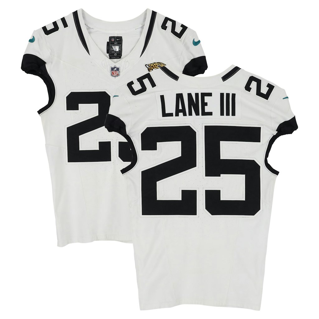 Rayuan Lane III Jacksonville Jaguars Game-Used White Nike Jersey: $999.99 Rayuan Lane III Jacksonville Jaguars Game-Used White Nike Jersey: $999.99
