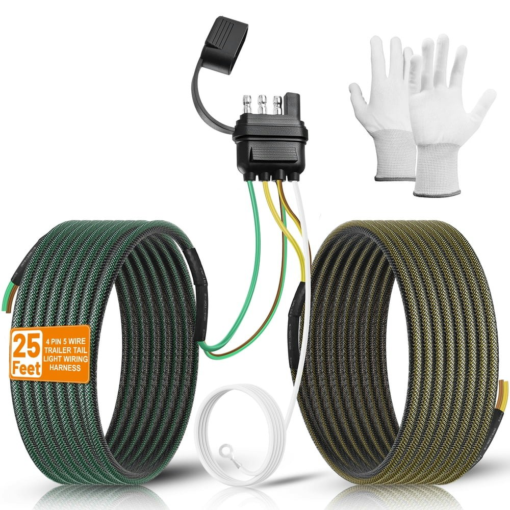 Wavraging 25-Foot 4-Pin 5-Wire Trailer Wiring Harness: $16.99 Wavraging 25-Foot 4-Pin 5-Wire Trailer Wiring Harness: $16.99