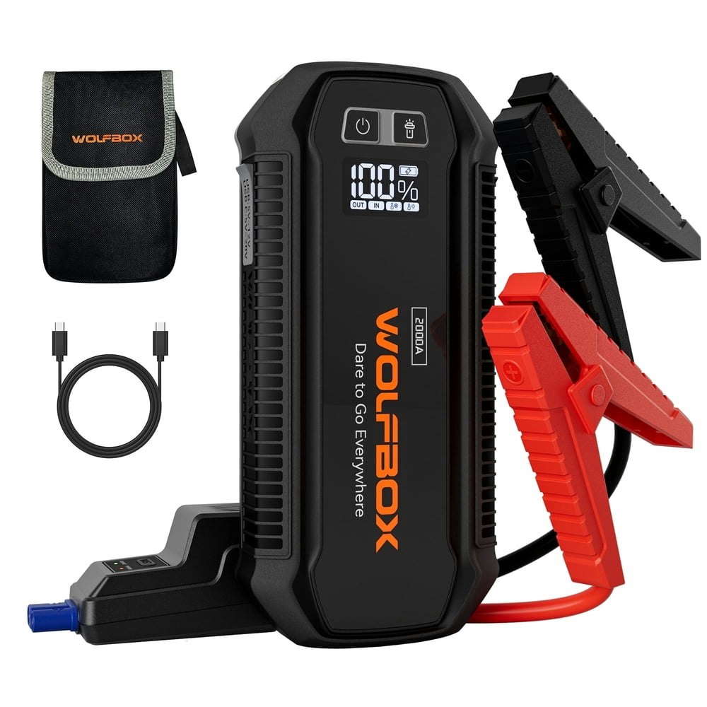Wolfbox 2,000A 44.4Wh Portable Car Battery Jump Starter: $62.99