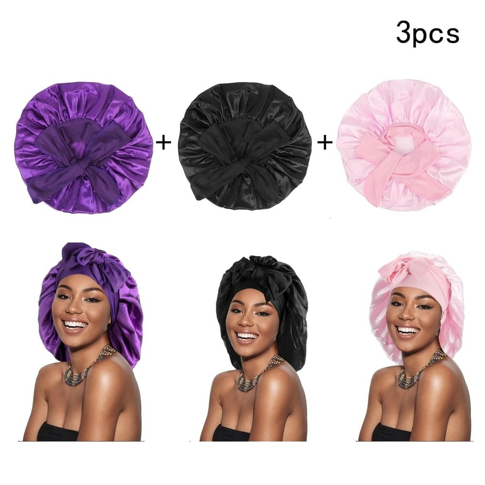 Vongem Satin Sleeping Bonnet 3-Pack: $10.99