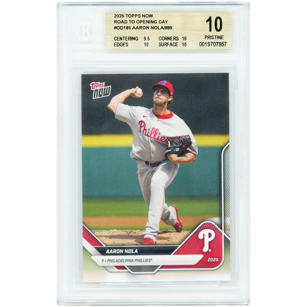 Aaron Nola Philadelphia Phillies 2025 Topps Now Road to Opening Day Trading Card BGS 9.5: $69.99 Aaron Nola Philadelphia Phillies 2025 Topps Now Road to Opening Day Trading Card BGS 9.5: $69.99