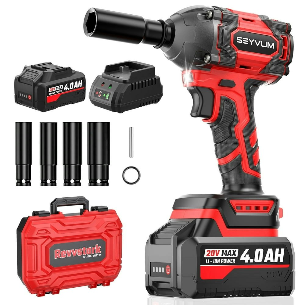 Seyvum 20V 350 Ft-lbs 1/2-Inch Brushless Cordless Impact Wrench Kit: $39.99