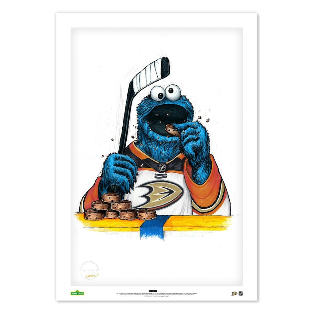 Cookie Monster Anaheim Ducks 14" x 20" Fine Art Print: $79.99 Cookie Monster Anaheim Ducks 14" x 20" Fine Art Print: $79.99