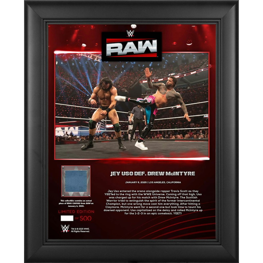 Jey Uso WWE 13" x 16" Framed Match-Used Canvas Collage: $69.99
