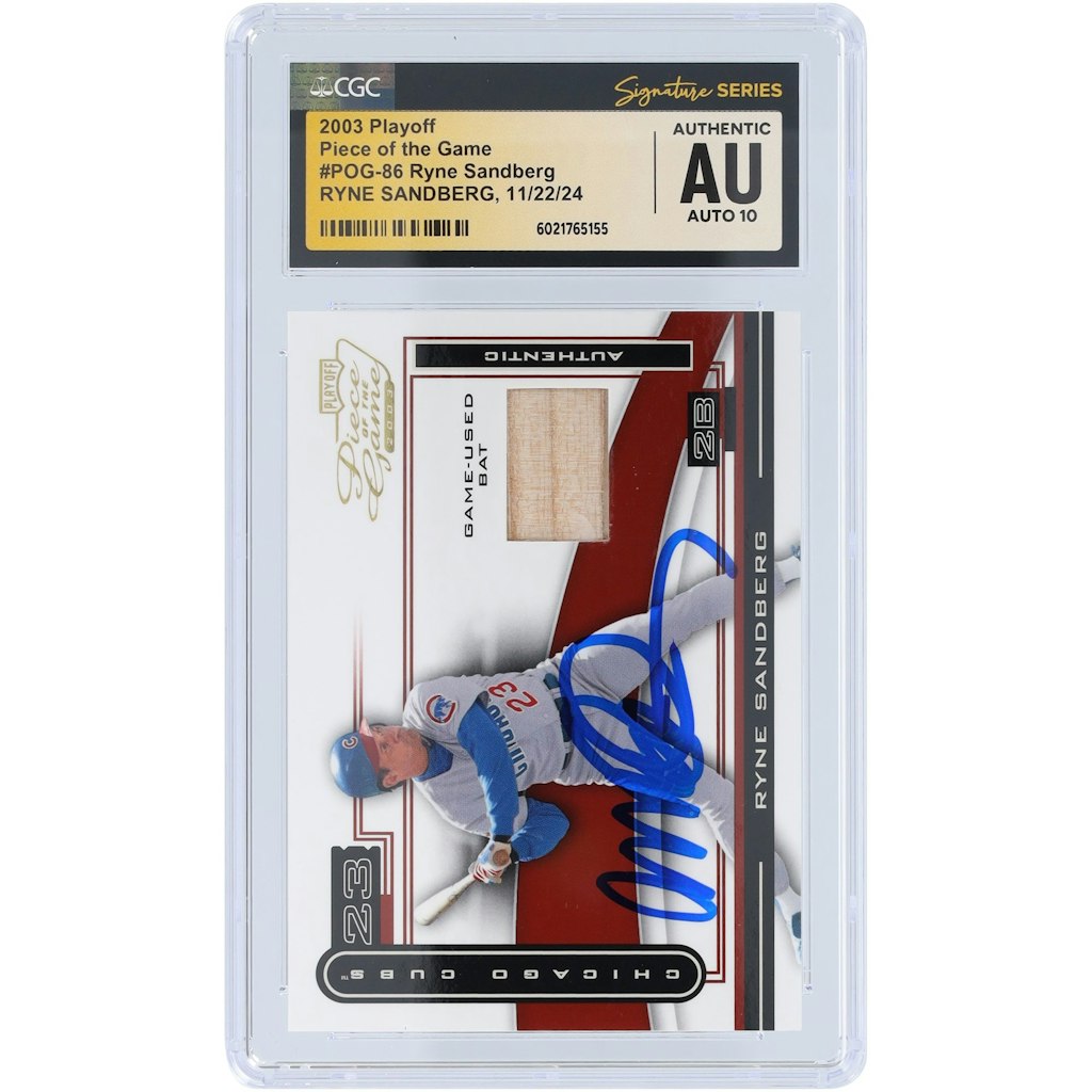 Ryne Sandberg Chicago Cubs Autographed 2003 Game-Used Bat Relic Card: $249.99