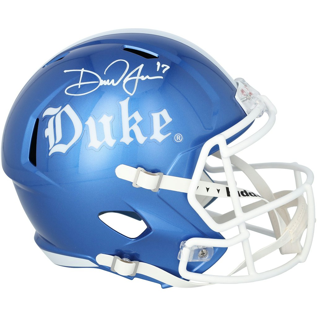 Daniel Jones Autographed Duke Blue Devils Riddell Speed Replica Helmet: $399.99 Daniel Jones Autographed Duke Blue Devils Riddell Speed Replica Helmet: $399.99