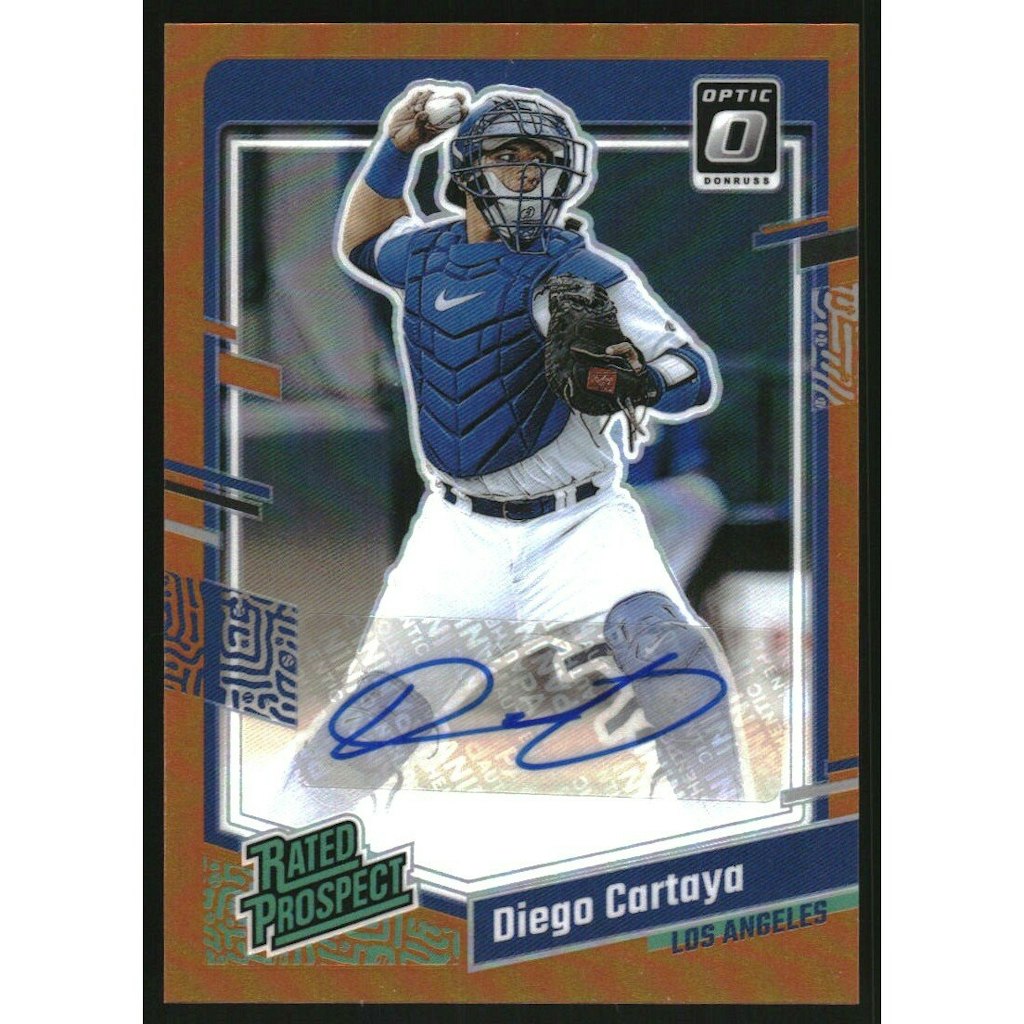 2023 Donruss Optic Rated Prospects Diego Cartaya Autograph Orange #37/85: $10